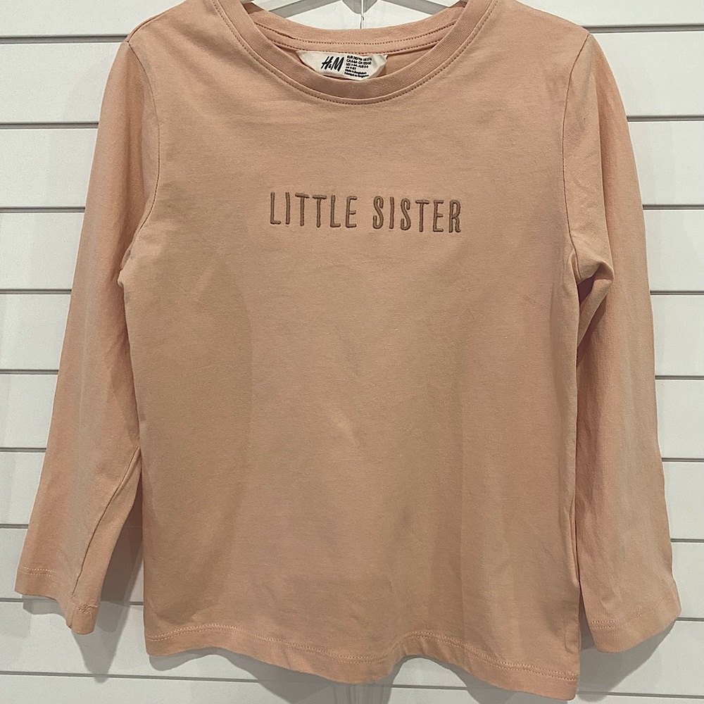 Girl’s H & M Little Sister Blush Pink Long Sleeve Cotton Shirt Top 5T/6